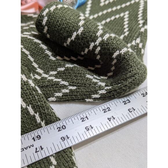Escio long cardigan Sz LGreen /white New Bust 40" Length 30" Diamond knit - Picture 11 of 12
